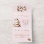 Blush Pink Fall Pumpkin All in One Baby Dusche Einladung (Innen Boden)