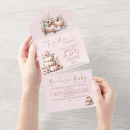 Blush Pink Fall Pumpkin All in One Baby Dusche Einladung