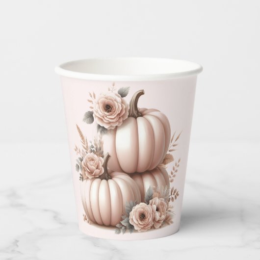 Blush Pink Fall Pumpkin Baby Duschbecher Pappbecher (Vorderseite)