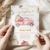 Blush Pink Fall Pumpkin Truck Baby Dusche Einladung