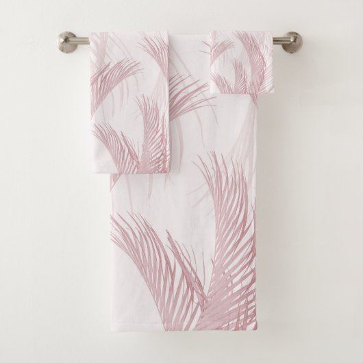 Blush Pink Feather Palm Bliss 1 Badhandtuch Set (Insitu)