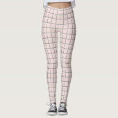 Blush Pink Fein Kariertes Muster Preppy Leggings (Vorderseite)