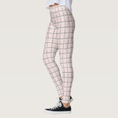 Blush Pink Fein Kariertes Muster Preppy Leggings (Links)