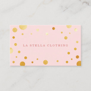 Blush Pink Feminine Chic Gold Confetti Polka Dot Visitenkarte