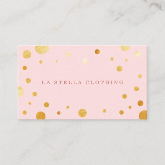 Blush Pink Feminine Chic Gold Confetti Polka Dot Visitenkarte (Vorderseite)