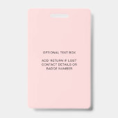 Blush Pink Feminine Logo Schönheitssalon Foto ID Ausweis (Rückseite)