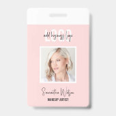 Blush Pink Feminine Logo Schönheitssalon Foto ID Ausweis (Vorderseite)
