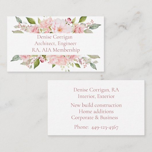 Blush Pink Feminine Visitenkarte (Vorne/Hinten)