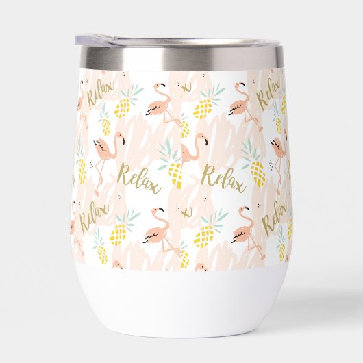 Blush Pink Flamingo Ananas Monogram Initial (Rechts)