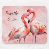 Blush Pink Flamingo Pair Wasserfarbe Mousepad (Vorne)