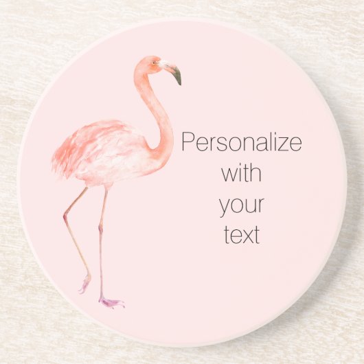 Blush Pink Flamingo Personalisiert Getränkeuntersetzer (Vorne)