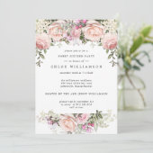 Blush Pink Floral 16 . Geburtstag Party Einladung (Stehend Vorderseite)