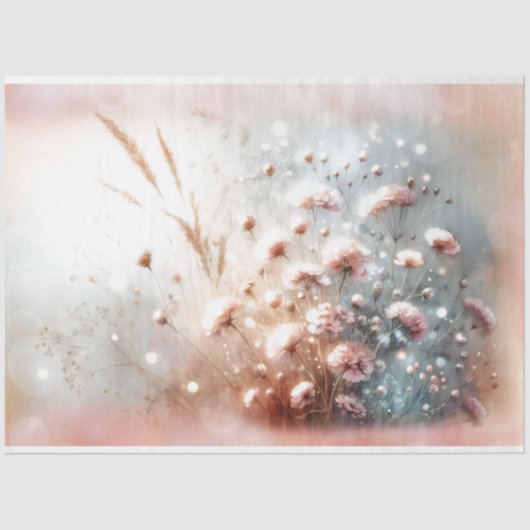 Blush Pink Floral 18lb Tissue Paper Seidenpapier (Vorderseite)