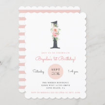 Blush Pink Floral 1. Geburtstag
