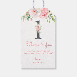 Blush Pink Floral 1. Geburtstag Vielen Dank Geschenkanhänger