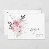 Blush Pink Floral 2 w Mahlzeit RSVP Karte (Vorne/Hinten)