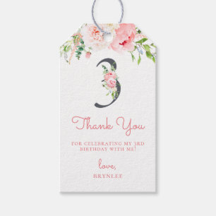 Blush Pink Floral 3. Geburtstag Vielen Dank Geschenkanhänger