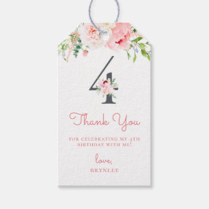 Blush Pink Floral 4. Geburtstag Vielen Dank Geschenkanhänger