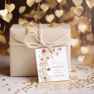 Blush Pink Floral 50. Geburtstag Geschenkanhänger
