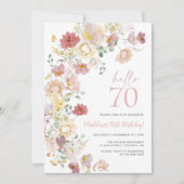 Blush Pink Floral 70. Geburtstag Einladung (Vorderseite)