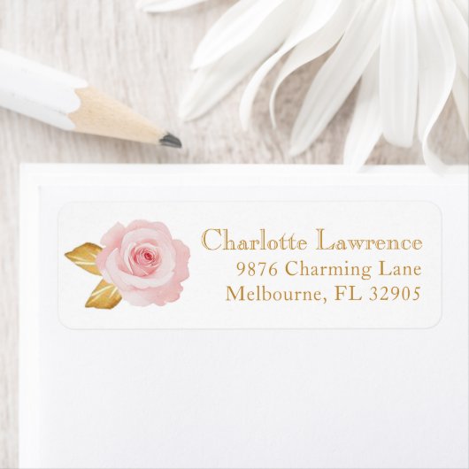Blush Pink Floral Address Label - Elegante Hochzei (Insitu)