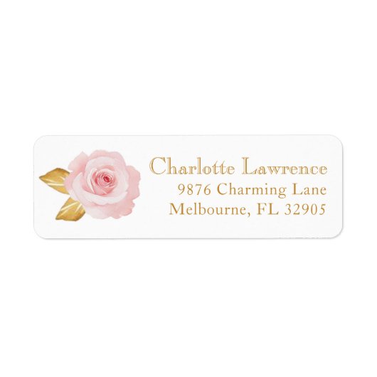 Blush Pink Floral Address Label - Elegante Hochzei (Vorne)