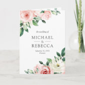 Blush Pink Floral All in One QR Code Wedding Einladung (Vorderseite)
