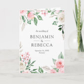 Blush Pink Floral All in One QR Code Wedding Einladung (Vorderseite)