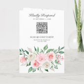 Blush Pink Floral All in One QR Code Wedding Einladung (Rückseite)