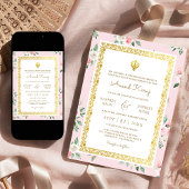 Blush Pink Floral Anand Karaj Punjabi Sikh Wedding Einladung