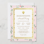Blush Pink Floral Anand Karaj Punjabi Sikh Wedding Einladung (Vorderseite)