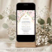 Blush Pink Floral Anand Karaj Sikh Wedding Einladung