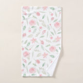 Blush Pink Floral Aquarell Badhandtuch Set (Handtuch)
