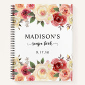 Blush Pink Floral Aquarell Dusche Rezept Buch (Vorderseite)