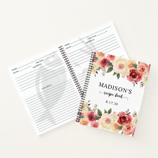 Blush Pink Floral Aquarell Dusche Rezept Buch (Innenseite)