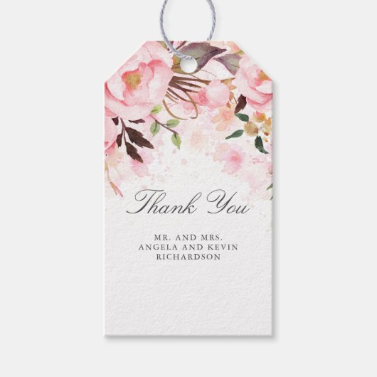 Blush Pink Floral Aquarell Geschenkanhänger (Vorderseite)