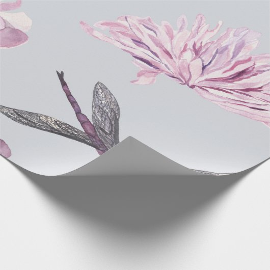 Blush Pink Floral Aquarell Geschenkpapier (Ecke)