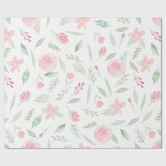 Blush Pink Floral Aquarell Geschenkpapier (Flach)