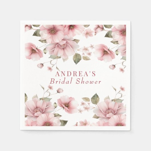 Blush Pink Floral Aquarell Serviette (Vorderseite)