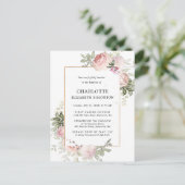 Blush Pink Floral Aquarell Taufe Postkarte (Stehend Vorderseite)