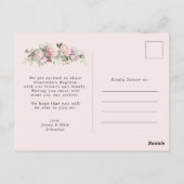 Blush Pink Floral Aquarell Taufe Postkarte (Rückseite)