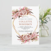 Blush Pink Floral Aquarellfarben Rente Party Einladung (Stehend Vorderseite)