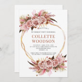 Blush Pink Floral Aquarellfarben Rente Party Einladung (Vorne/Hinten)