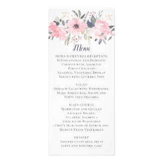 Blush Pink Floral auf White Wedding | Menü