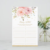 Blush Pink Floral Baby ABC Fun Baby Showspiel (Stehend Vorderseite)