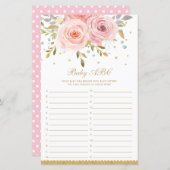 Blush Pink Floral Baby ABC Fun Baby Showspiel (Vorne/Hinten)