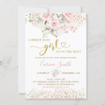 Blush Pink Floral Baby auf dem Weg Babydusche