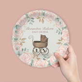 Blush Pink Floral Baby Carriage Custom Dusche Pappteller