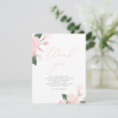 Blush Pink Floral Baby Dusche Danke (Stehend Vorderseite)