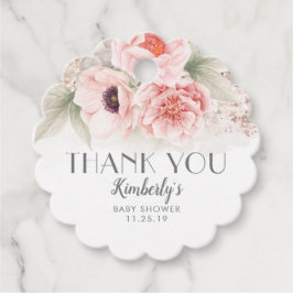 Blush Pink Floral Baby Dusche Danke Geschenkanhänger